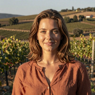Aniko from Pécs Hungary, 29-year-old winemaker with chestnut hair and genuine smile in vineyard setting